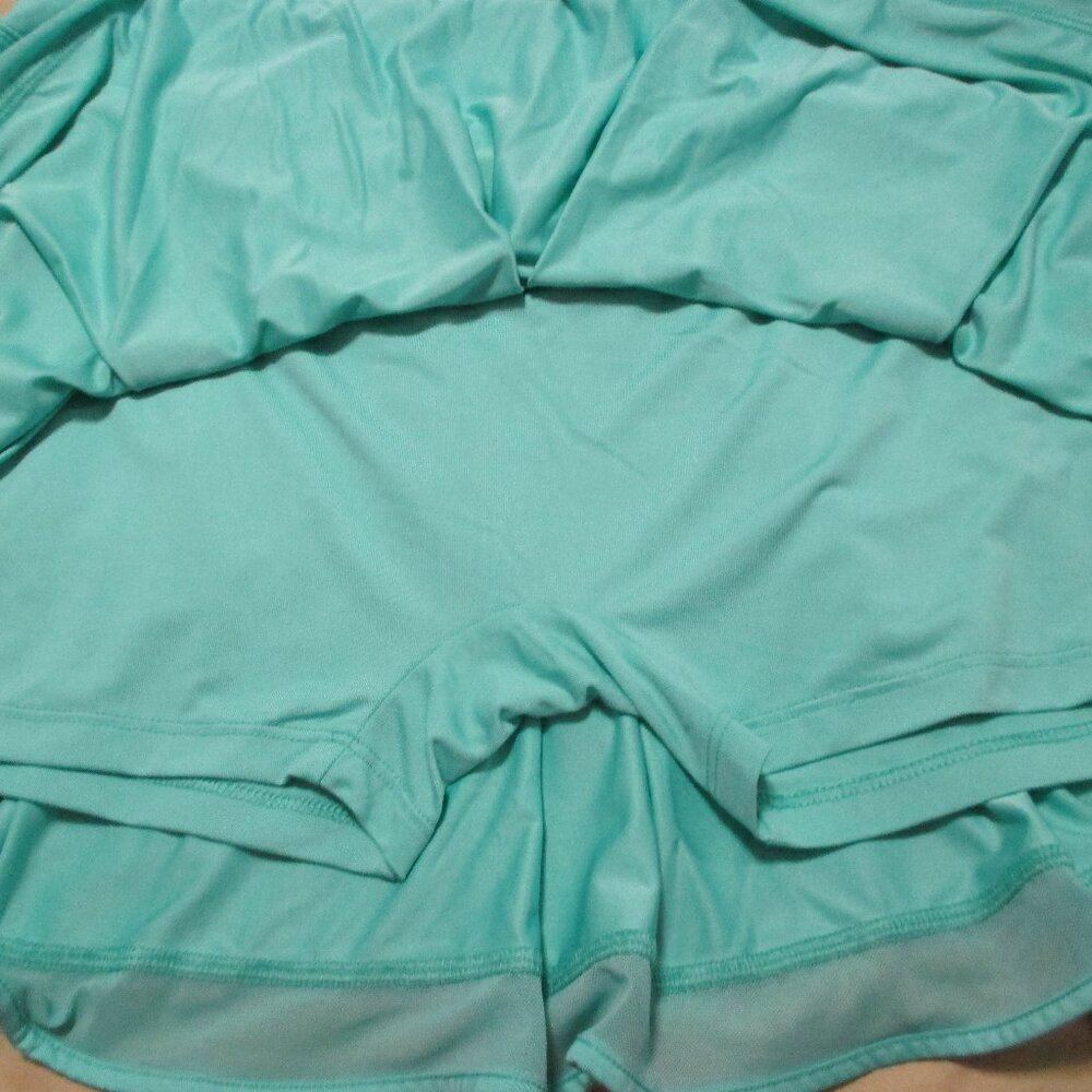 Gottex skort NEW aqua blue pull on & stretchy, pleated skirt size L - Picture 6 of 7